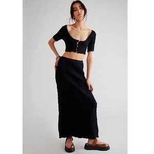 Free People Double the Fun smocked Skirt + Top Set